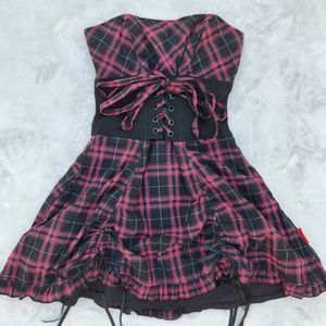 Tripp NYC pink plaid corset dress size medium